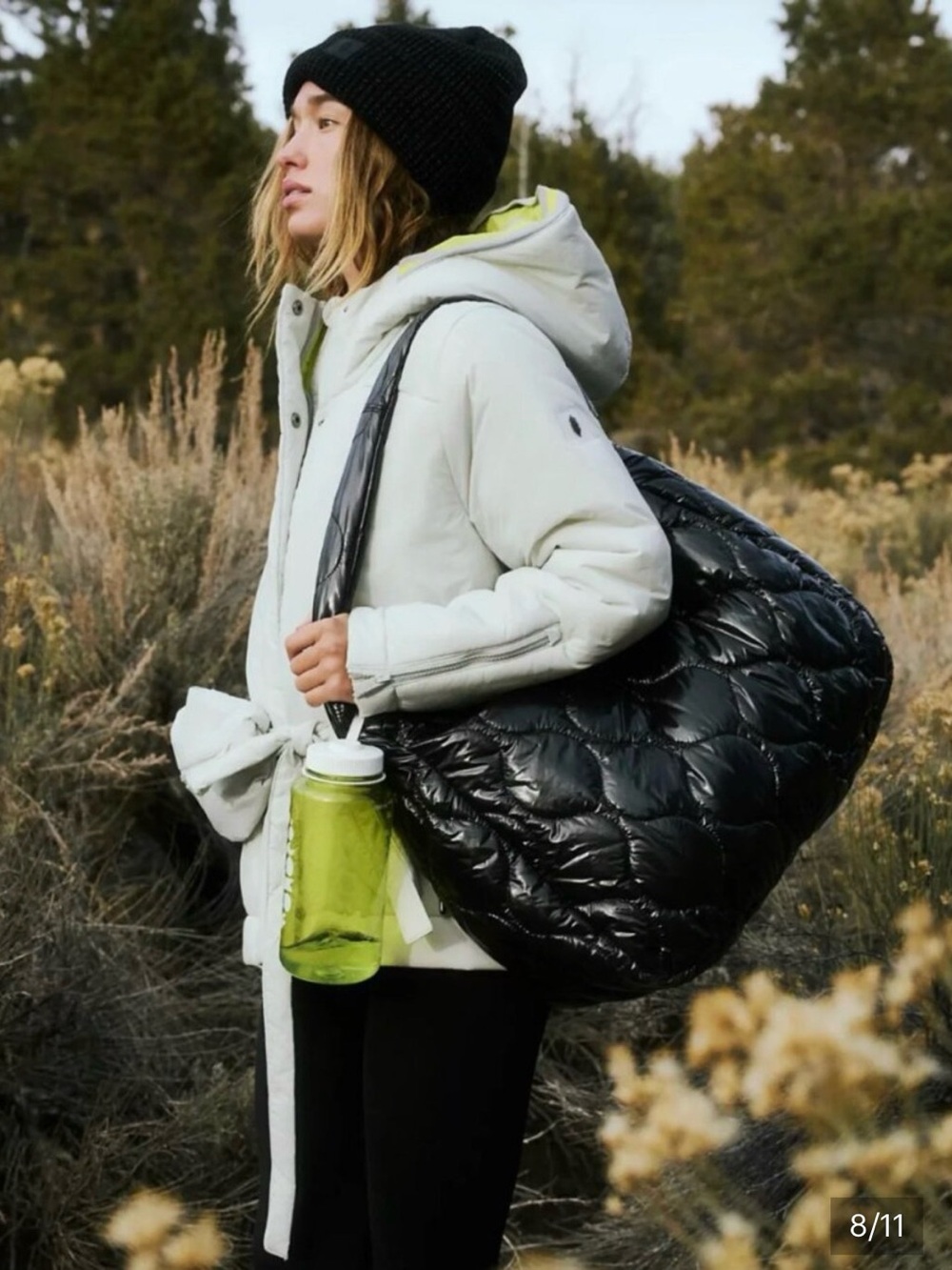 FP Movement by Free People Surplus Shine Quilted Oversized Bag in Black